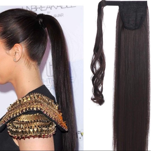 Accessories - - ✨24” Black Brown STRAIGHT CLIP ON PONYTAIL *NWT*